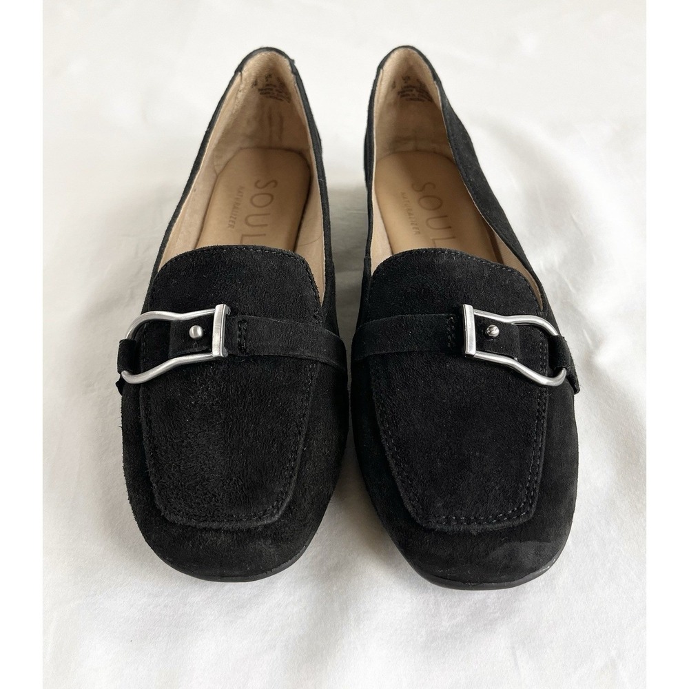 Soul Naturalizer Lindsay Suede Loafers Black Women's 6 M Comfort Slip On Work